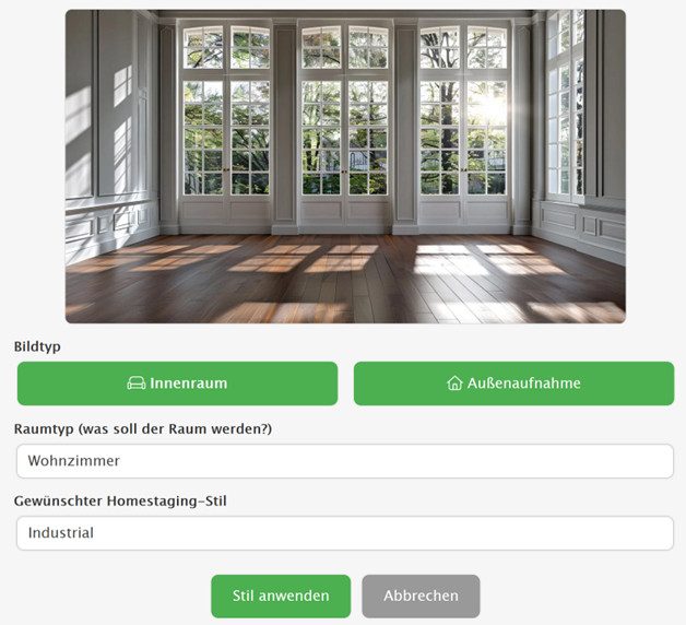 Screenshot Bearbeitungsfenster Innenraum